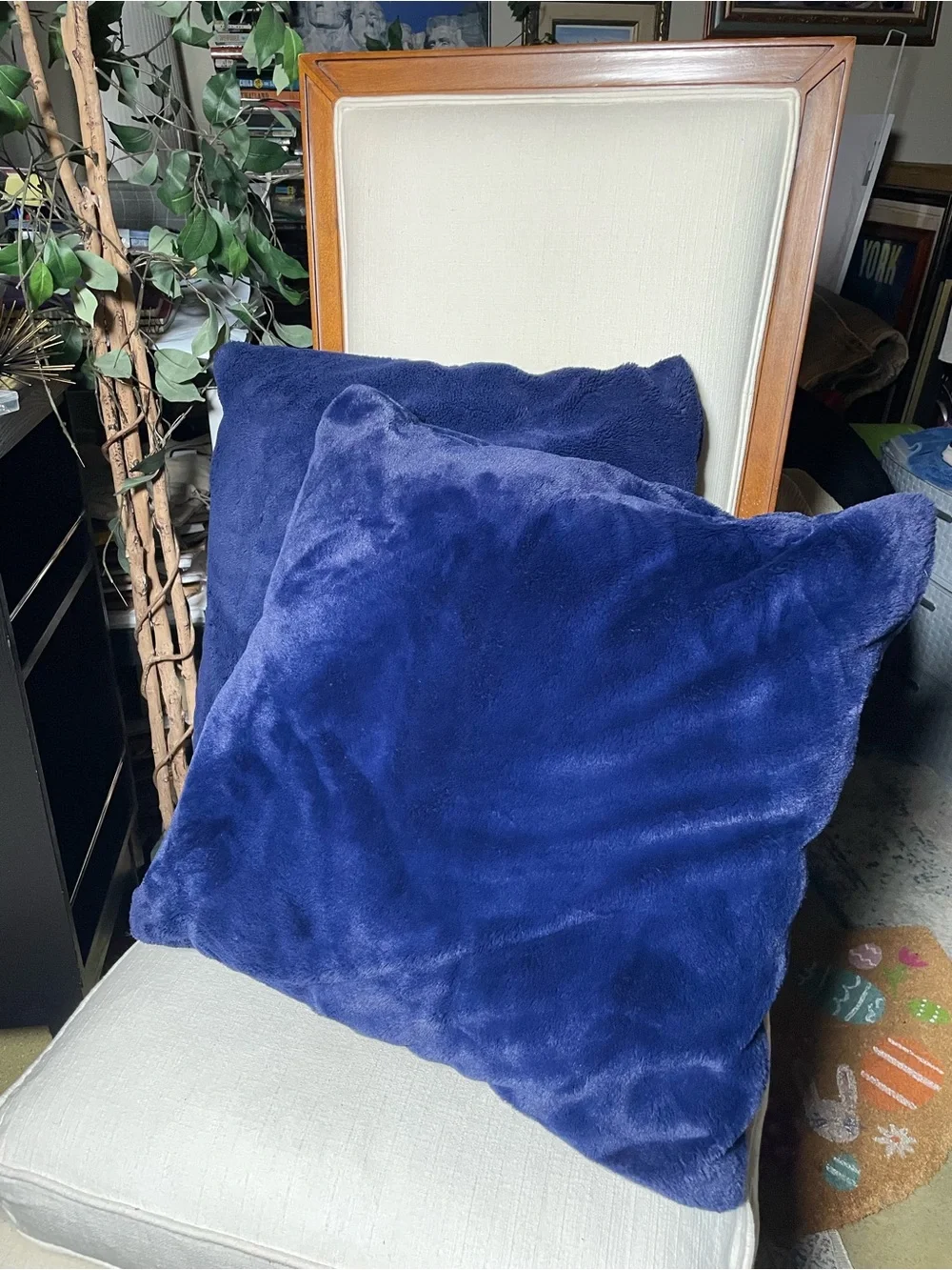 Royal Blue Velvety Soft 22” Throw Pillows - Set of 2